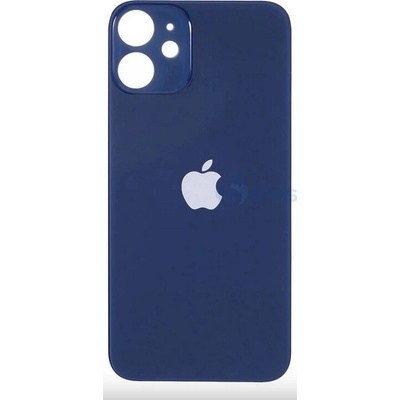 Sklo zadního krytu s větším otvorem na kameru pro Apple iPhone 12 Mini modrá (s logem)