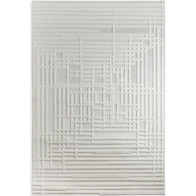 Takoy Koberec 160x230 cm krémově béžový, strukturovaný s plastickým moderním vzorem geometrických linií VENUS 2-HF-489198 | 160 x 230 cm