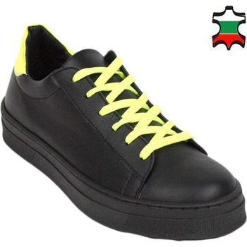 Image 1 of Български обувки Дамски кецове от естествена кожа с жълти връзки 34179