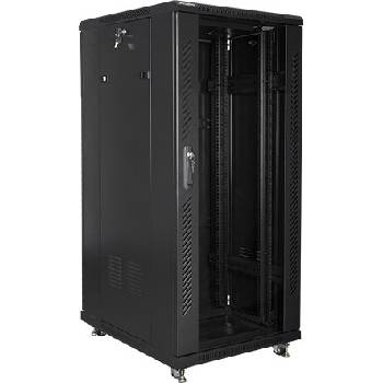Lanberg Комуникационен шкаф Lanberg rack cabinet 19" free-standing 27U / 600x800 self-assembly flat pack, black (FF01-6827-12B)