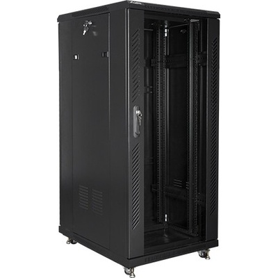 Lanberg Комуникационен шкаф Lanberg rack cabinet 19" free-standing 27U / 600x800 self-assembly flat pack, black (FF01-6827-12B)