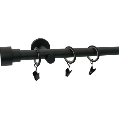 KovovégarnýžeCZ Goddo modern 19 mm Jednořadá Kroužky s žabkou černá matná 180 cm