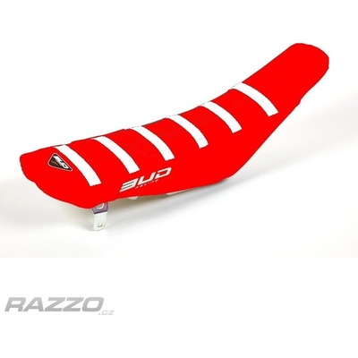 Potah sedla BudRacing Seat Cover FullTraction KTM SX 19-22 EXC 20-23 GasGas 21-23 RedWhite Stripes