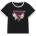 GUESS Черна тениска с бели детайли за момиче с цветя и кристали Guess