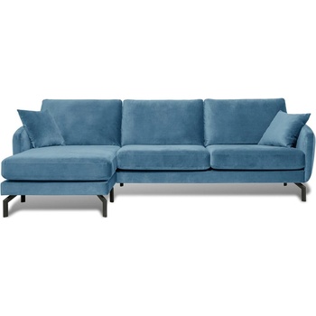 Scandic Ъглов диван от синьо кадифе (ляв ъгъл) Magic - Scandic (16556SN-dblue)