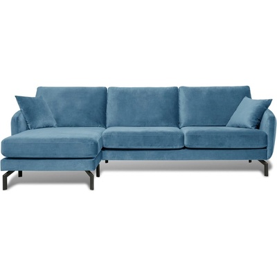 Scandic Ъглов диван от синьо кадифе (ляв ъгъл) Magic - Scandic (16556SN-dblue)