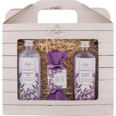 Bohemia Gifts Lavender La Provence sprchový gel 100 ml + šampon na vlasy 100 ml + ručně vyráběné mýdlo 30 g dárková sada