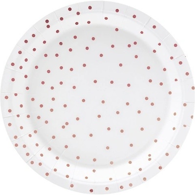 Party Deco Бели Парти Чинии на Точки - (1 пакет / 6 бр. )