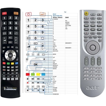 GENERAL ACER PZ. S1008.002, RC801B - съвместимо дистанционно управление на марката General (PZ.S1008.002, RC801B)