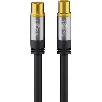 Goobay Черен коаксиален кабел, 2 метра, майка-баща, златен, uhd-tv (70367) (70367)