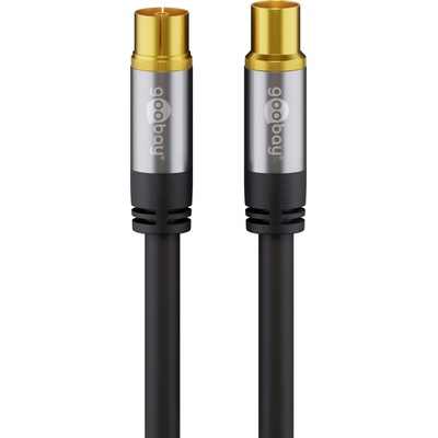 Goobay Черен коаксиален кабел, 2 метра, майка-баща, златен, uhd-tv (70367)