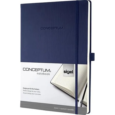 Sigel Тефтер, ексклузивен, A4, кариран, 97 страници, твърда корица, SIGEL "Conceptum", среднощно синьо CO646 (CO646)