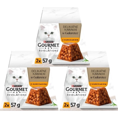 GOURMET Revelations Jemné kúsky v želé s kuracím mäsom 3x (2x57 g)