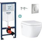 GROHE Комплект казанче Grohe Rapid SL с хромиран капак Skate Air и тоалетна чиния Grohe Euro Ceramic Rimless с открит монтаж и капак с плавно затваряне (38721001+39703000)