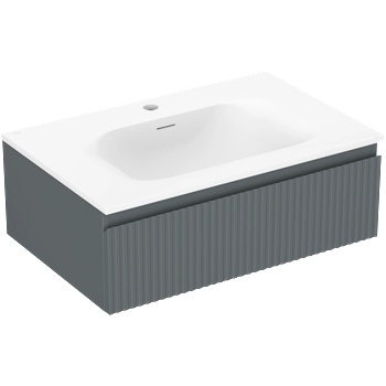 Mexen Rivel шкафче за баня 70 см с мивка Vela, 1 чекмедже, набраздено, графит мат/бял мат - 91A20-07023-1-BF66-W23M01 (91A20-07023-1-BF66-W23M01)