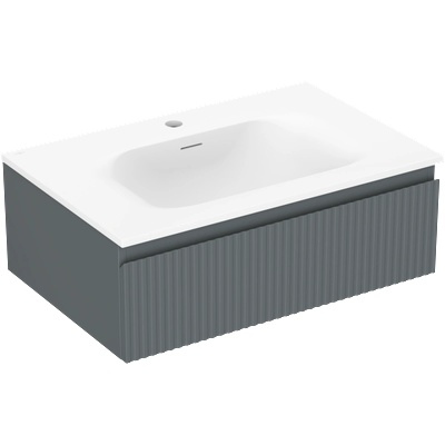 Mexen Rivel шкафче за баня 70 см с мивка Vela, 1 чекмедже, набраздено, графит мат/бял мат - 91A20-07023-1-BF66-W23M01 (91A20-07023-1-BF66-W23M01)