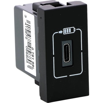 Legrand Розетка USB за зареждане тип C 1.5A 7.5W 1 мод. цвят Черен Mosaic /до изчерпване/ - 079189L (079189L)