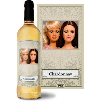 Sablio Šokovaná Barbie - Meme Barbie Chardonnay biele suché víno 12 % 0,75 l (čistá fľaša)
