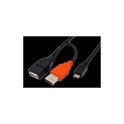 Roline USB 2.0 Y kabel USB A(F) + USB A(M) - microUSB B(M), OTG, 1m,černý (19.08.1009)