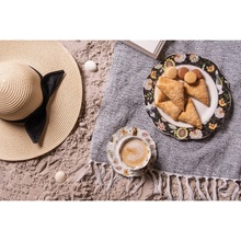 Sluneční dámský klobouk s černou mašlí béžový
