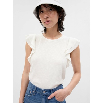 GAP Тениска с волани на ръкавите GAP GAP | Byal | ЖЕНИ | XXS