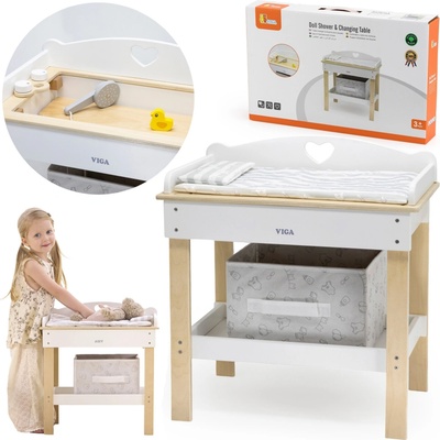 Viga Toys prebaľovací pult 2v1 Vanička pre bábiku