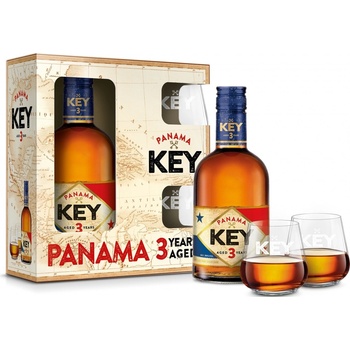 Key Rum Panama 3y 38% 0,7 l (dárkové balení 2 sklenice)