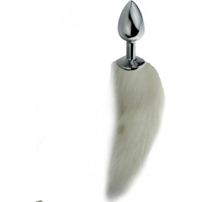 Sensual Метален Butt Plug с опашка "SENS WHITE TAIL" 40 см. размер - S