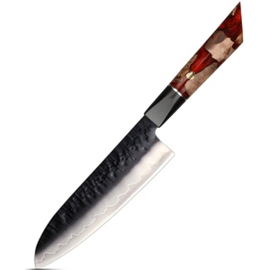 HARAHU Дамаски кухненски нож AR-37337 - Santoku / Червен KP37337