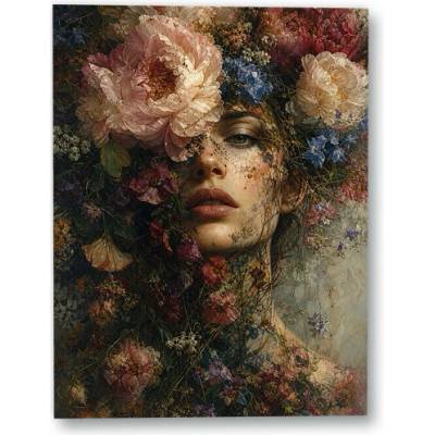 Plakát – Tvář v květinové záplavě 75 × 100 cm Bez rámu Bez rámu Ne