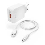 Hama 00201626 "QC 3.0" USB с Type-C кабел (19, 5 W), бял комплект зарядно устройство fic e3 (00201626)