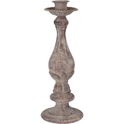 Šedý antik kovový svícen ArtFerro na úzkou svíčku - Ø 12,5*33cm - Exner