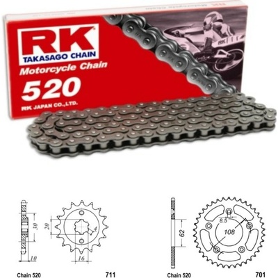 RK Racing Chain Řetězová sada Cagiva 125 Mito 04-10
