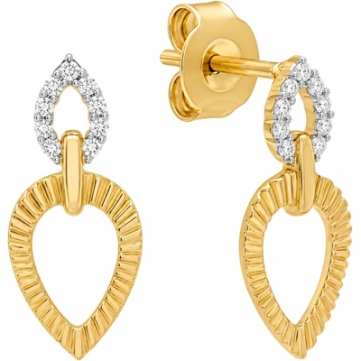 Šperky Eshop - Briliantové náušnice 14K s dvojitou slzou z kombinovaného zlata S6BT600.46