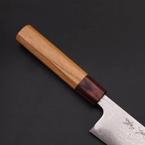 Musashi Кухненски нож Musashi - Япония - Ръчна изработка - Стомана AUS10 - никел ламинат дамаск - Chef/Gyuto 210 мм