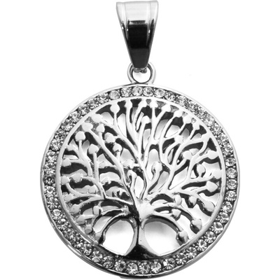 BM Jewellery Přívěsek strom života z chirurgické oceli se zirkony S774100