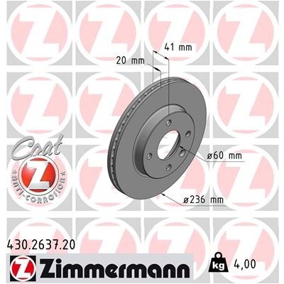 Brzdový kotúč ZIMMERMANN 430.2637.20 (430263720)