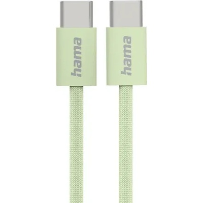 Hama Кабел за зареждане "Fabric", USB-C - USB-C, 1 m, Nylon, зелен (HAMA-201726)