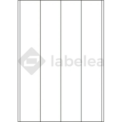 Labelea Samolepiace etikety 50x297 mm biele papierové, na hárku A4, pre laserovú a atramentovú tlač, Farba etikiet Biela, Počet hárkov v balení 100 EPY050297W004S