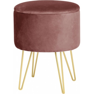 Ak furniture Taburet Lili s úložným prostorem růžový