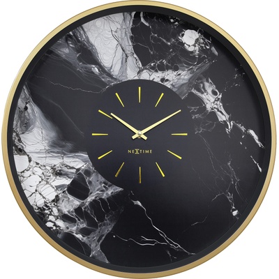 NeXtime Стенен часовник Marble Duo черно-златист (3539GO)