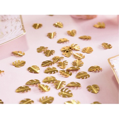 KONS8-019M Party Deco Metalizované konfety Monstera 15g Zlatá