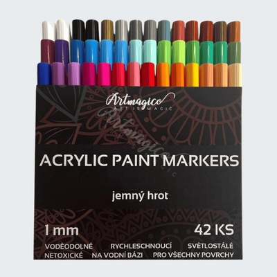Artmagico Premium akrylové markery jemný hrot 1,0 mm sada 42 ks