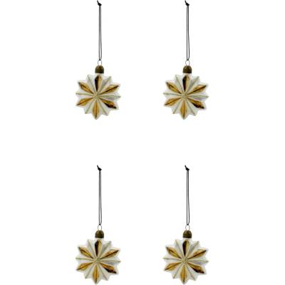 House Doctor Skleněná vánoční ozdoba Stella Gold/White – set 4 ks, zlatá barva, sklo