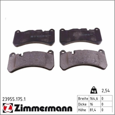 Sada brzdových platničiek kotúčovej brzdy ZIMMERMANN 23955.175.1