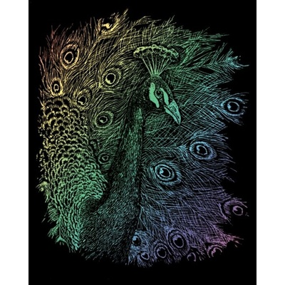 Dúhový škrabací obrázok Páv