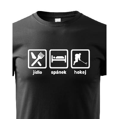 Dětské tričko Jídlo spánek hokej, Barva Černá, Velikost 158 cm/12 roků, Canvas Dětské tričko Bezvatriko.cz 0985 - 1x bila velke