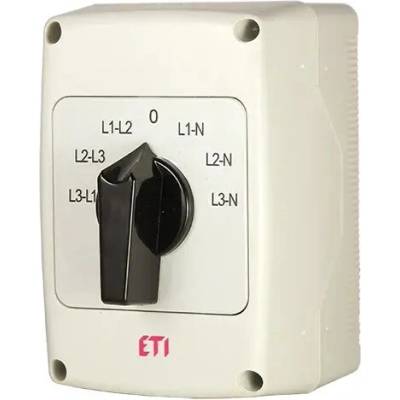 ETI Vačkový spínač pre voltmetre 32A fázový a medzifázový, zapuzdrený IP65 CS 32 66 PNG