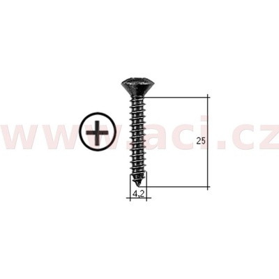 ACI Samořezný křížový vrut černý pozink Fe (sada 20 ks) (4,2 mm, 25 mm)