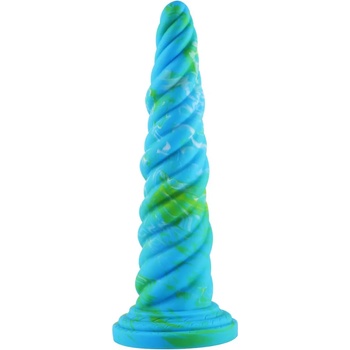 Image 1 of HISMITH HSD35 Awl Shape Silicone Dildo Suction Cup 10.12" Blue-Green